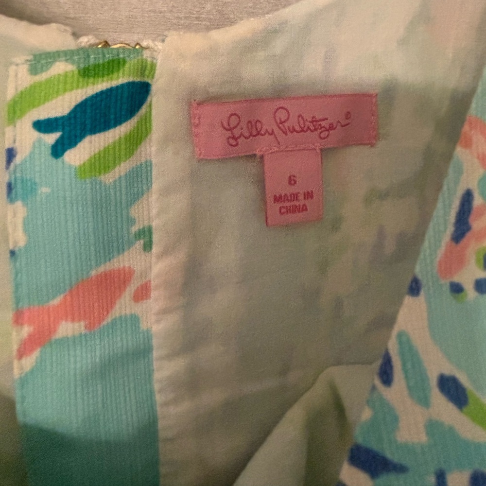 Lilly Pulitzer Blue Heaven Cathy Floral Shift Dress- size 6 - Picture 6 of 9